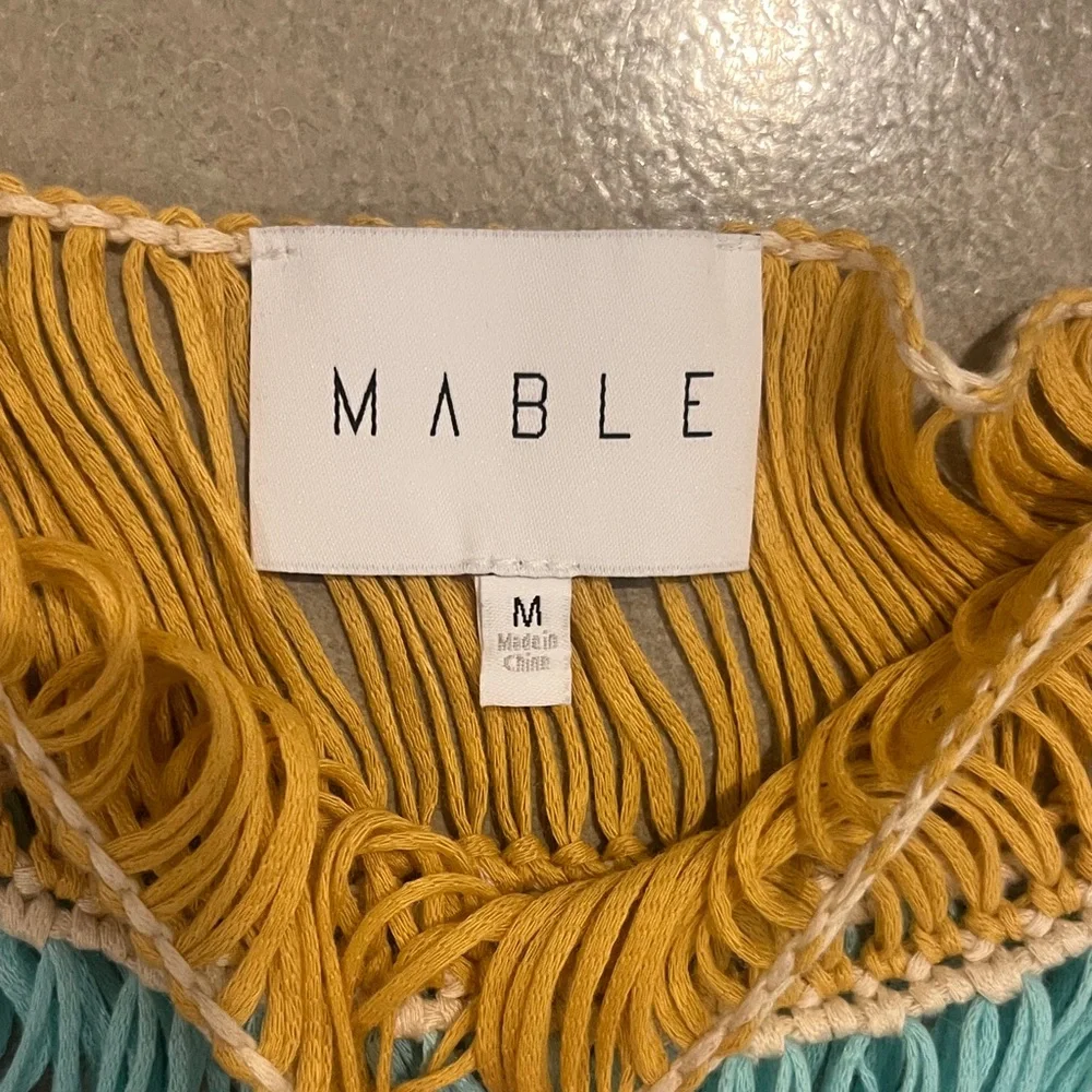 MARBLE Yellow and Teal Fringe Detail - Picture 2 of 6